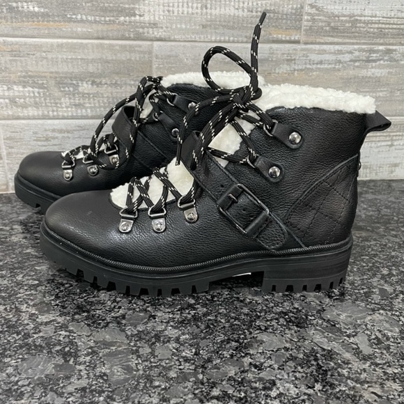 Nine West black fur lined ankle boots - Picture 1 of 2